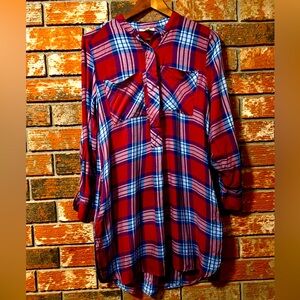 Miami Plaid 100% Rayon Dress Size M